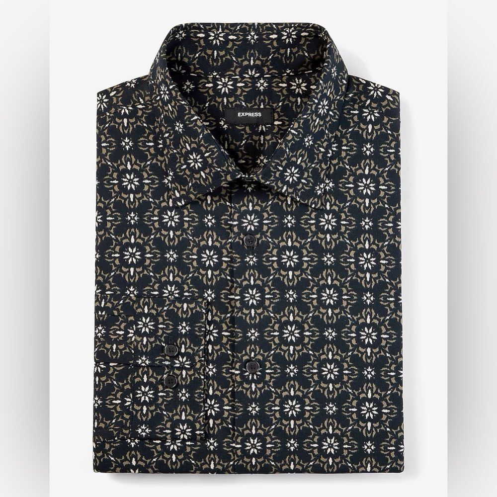 express  Dress Shirt Slim Printed Floral Stretch 1MX